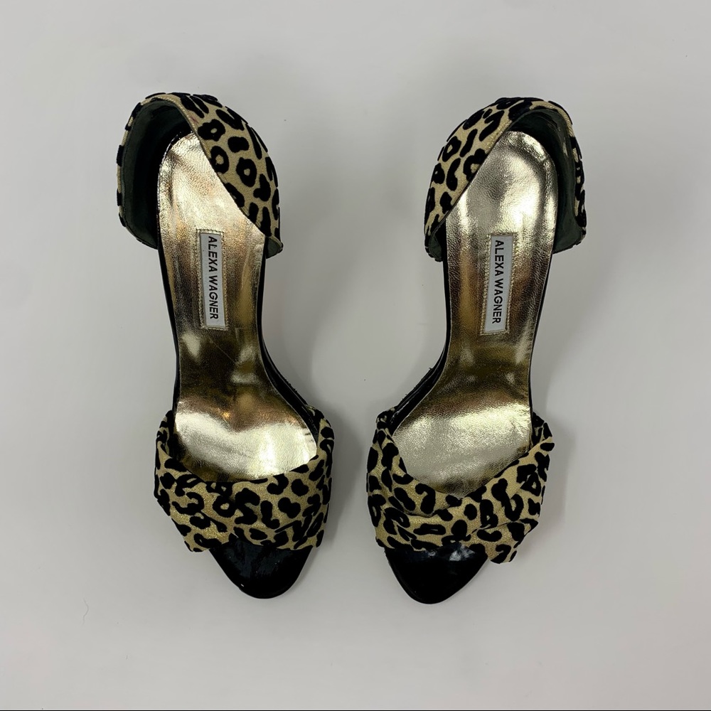 Alexa Wagner Leopard Print Peep Toe Heel Pumps Shoes Women 6 1/2 Formal Party - Picture 4 of 16